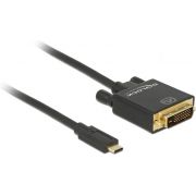 Delock 85320 Kabel USB Type-C male > DVI 24+1 male (DP Alt Mode) 4K 30 Hz 1 m zwart