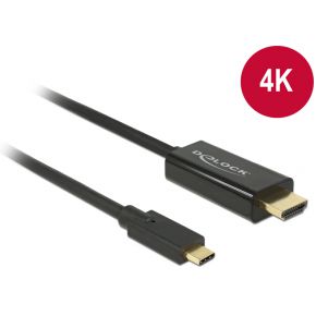 Delock 85259 Kabel USB Type-C male > HDMI male (DP Alt Mode) 4K 30 Hz 2 m zwart