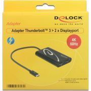 Delock 62708 Adapter Thunderbolt 3 male > 2 x DisplayPort female 4K 60 Hz