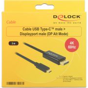 Delock-85257-Kabel-USB-Type-C-male-DisplayPort-male-DP-Alt-Mode-4K-60-Hz-3-m-zwart