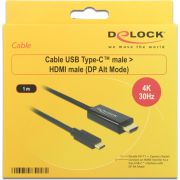 Delock-85258-Kabel-USB-Type-C-male-HDMI-male-DP-Alt-Mode-4K-30-Hz-1-m-zwart