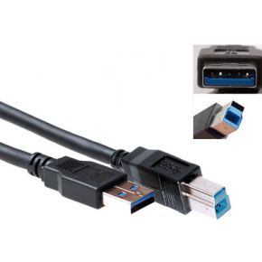 ACT SB0004 5m USB A USB B Zwart USB-kabel