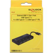 Delock-62793-Externe-USB-3-1-Gen-1-Hub-USB-Type-C-4-x-USB-Type-A-1-x-USB-Type-C-PD