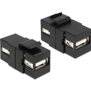 Delock 86367 Keystone-module USB 2.0 A female > USB 2.0 A female zwart