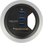 Delock 62869 in-desk hub 3-poorts USB 3.0 + SD-kaartlezer met 2 sleuven
