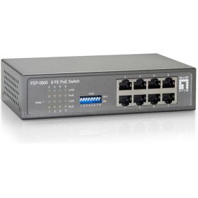 LevelOne FEP-0800 Fast Ethernet (10/100) Power over Ethernet (PoE) Grijs - [FEP-0800W65] netwerk switch