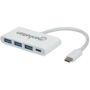 Manhattan USB-C 3.1 Ladeport mit 3x USB-A m. Ladeport schw.