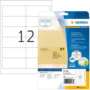 HERMA 4586 Afgeronde rechthoek Permanent Transparant 120stuk(s) etiket