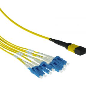 ACT RL7873 3m MPO/MTP 12x LC LSZH OS2 Geel Glasvezel kabel