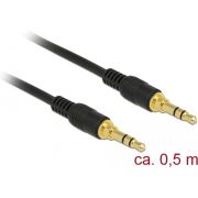 Delock 85545 Stereo Jack Kabel 3,5 mm 3-pins male > male 0,5 m zwart