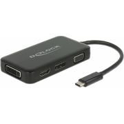 Delock 63929 Adapter USB Type-C male > VGA / HDMI / DVI / DisplayPort female zwart