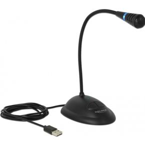 Delock 65871 USB Zwanenhalsmicrofoon met voet en mute + aan/uitknop