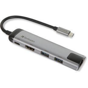 Verbatim 49141 interface hub USB 3.0 (3.1 Gen 1) Type-C 1000 Mbit/s Zwart, Zilver