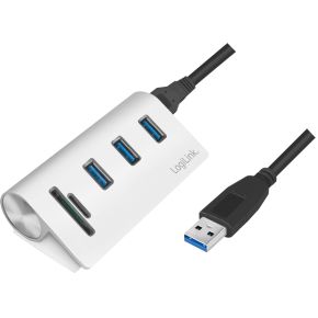 LogiLink - USB 3.0, 3-port hub, with card reader and aluminum casing