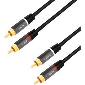 LogiLink CA1202 audio kabel 1 m 2 x RCA Zwart