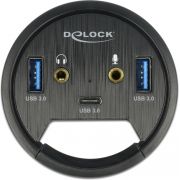 Delock 62794 3-poorts hub voor in bureau USB 1 x USB Type-C en 2 x USB Type-A + HD-audiopoorten