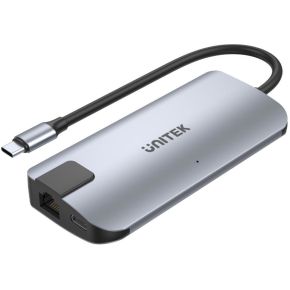UNITEK uHUB P5+ USB 2.0 Type-C 10000 Mbit/s Zwart, Grijs
