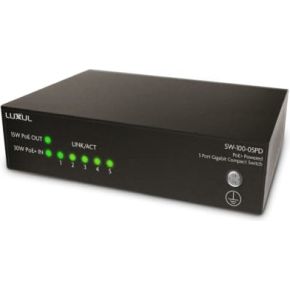 Luxul Wireless SW-100-05PD netwerk-switch Unmanaged Power over Ethernet (PoE) Zwart
