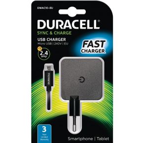 Duracell micro USB 2.4A 220V EU oplader (incl. kabel)