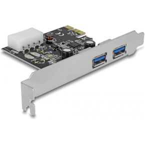 Delock 89243 PCI Express x1-kaart > 2 x externe SuperSpeed USB 5 Gbps (USB 3.2 Gen 1) Type-A female
