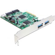 Delock 89359 PCI Express x4-kaart > 2 x externe USB 3.0 + 2 x interne SATA 6 Gb/s
