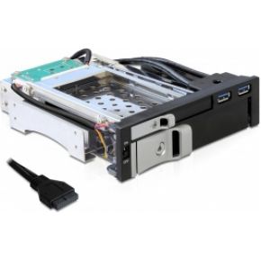 Delock 47209 5,25" mobiel rack voor 1 x 2,5" + 1 x 3,5" SATA HDD + 2 x USB 3.0-poorten