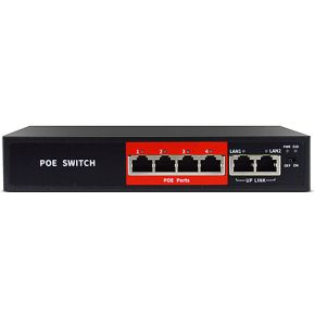 Jovision JVS-S06-4P-65W netwerk-switch Fast Ethernet (10/100) Power over Ethernet (PoE) Zwart, Rood