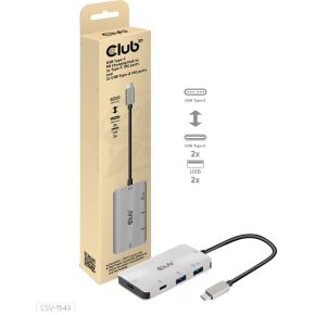 CLUB3D USB Gen2 Type-C PD Charging Hub to 2x Type-C 10G ports and 2x USB Type-A 10G ports