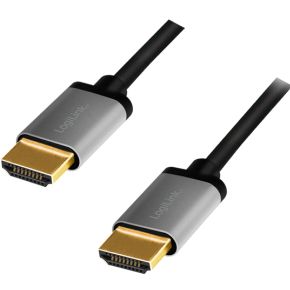 LogiLink CHA0100, 1 m, HDMI Type A (Standaard), HDMI Type A (Standaard), 3D, 18 Gbit/s, Zwart, Grijs