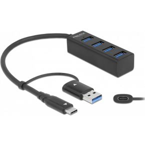 Delock 63828 4-poorts USB 5 Gbps hub met USB Type-C- of USB Type-A-connector