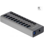 Delock 63670 externe 5 Gbps USB-hub met 10 poorten + schakelaar