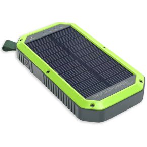 RealPower PB-10000 Solar - Powerbank 10000 mAh met zonnepaneel - Wireless charging Qi - 1 x USB, 1 x USB-C, draadloos opladen - grote LED zaklamp - zwart, groen