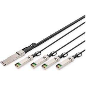 Digitus DN-81321 Glasvezel kabel 1 m QSFP+ 4x SFP+ Zwart