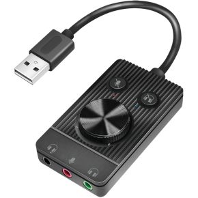 LogiLink USB 2.0 audio adapter met volume control, 3x 3.5 mm/F zwart