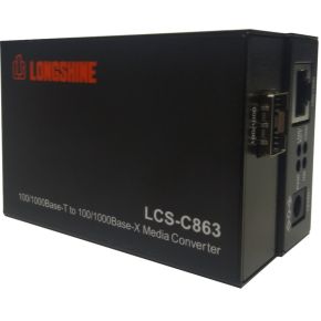 Longshine LCS-C863 netwerk media converter Single-mode Zwart