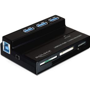 Delock 91721 USB 3.0-kaartlezer alles in 1 + 3-poorts USB 3.0-hub