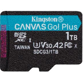Kingston Technology 1TB microSDXC Canvas Go Plus 170R A2 U3 V30 enkel pakket zonder ADP