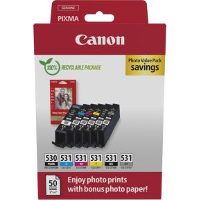 Canon PGI-530/CLI-531 PVP inktcartridge 6 stuk(s) Origineel Zwart, Cyaan, Grijs, Magenta, Foto zwart