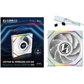 Lian Li UNI FAN SL Wireless LCD Reverse Blade 120mm 1-Pack White