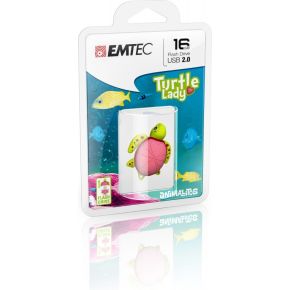 Emtec Turtle Lady 16 GB 16GB USB 2.0 Type-A Groen, Roze USB flash drive