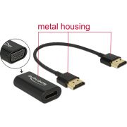 Delock 65667 Adapter HDMI-A mannelijk > VGA vrouwelijk Metalen behuizing met 15 cm kabel