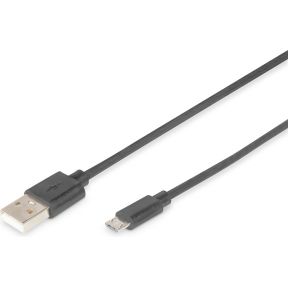 Digitus 1m, USB2.0-A/USB2.0 micro-B 1m USB A Micro-USB B Zwart