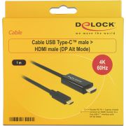 Delock-85290-Kabel-USB-Type-C-male-HDMI-male-DP-Alt-Mode-4K-60-Hz-1-m-zwart