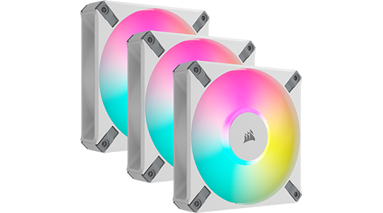 Corsair iCUE AF120 RGB ELITE PWM Fan White (triple pack) with Lighting Node CORE